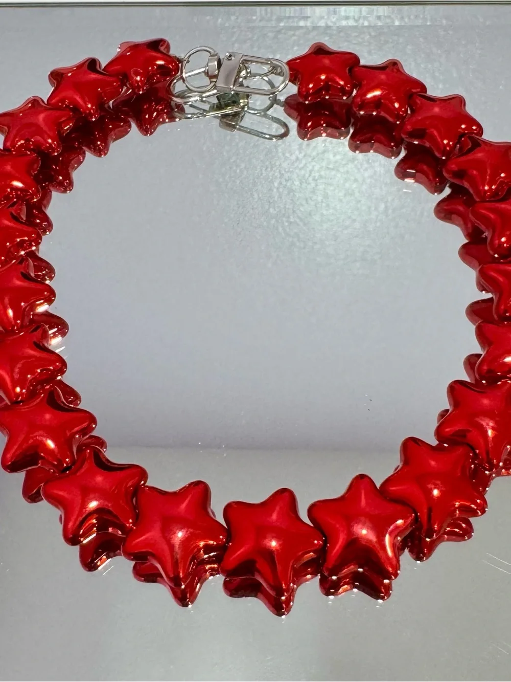 New Metallic Red Star Bead Bag Chain 18 inches